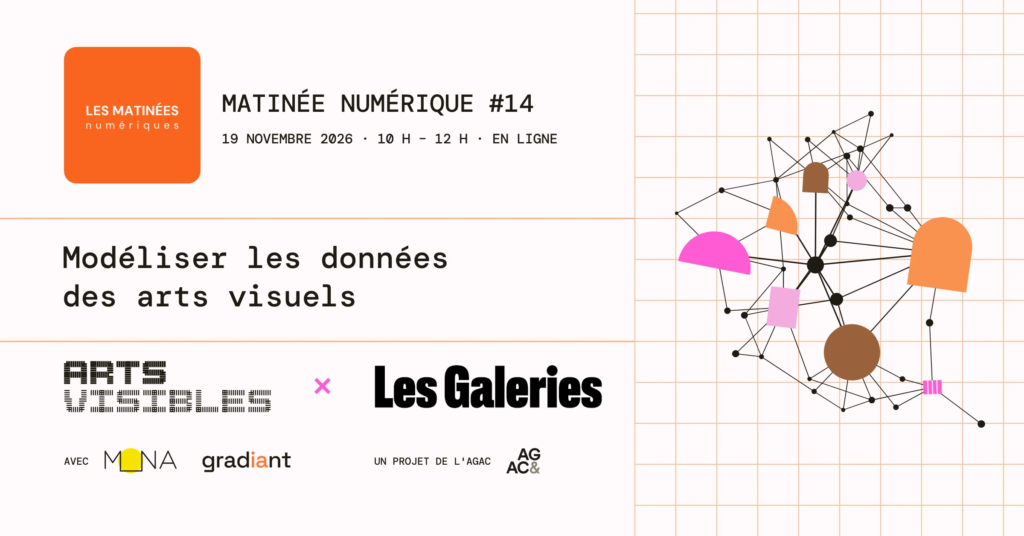 Matinée numérique #14, 19 novembre 2026 : « Modéliser les données des arts visuels », arts visibles × Les Galeries, et un graphe d'œuvres reliées.
